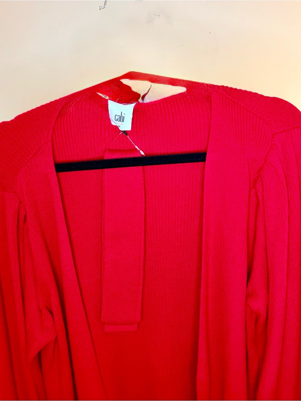 CAbi Bright Red Open-Front Ribbed Cardigan - Picture 3 of 4